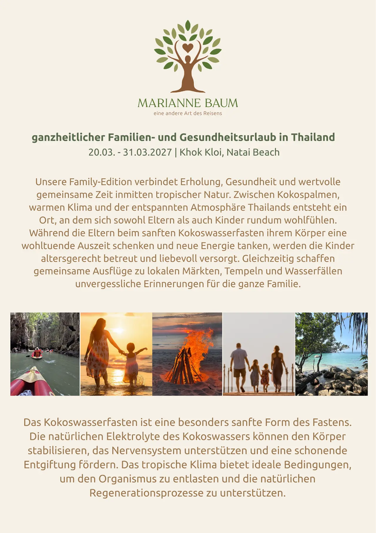 Ganzheitlicher Familien- und Gesundheitsurlaub mit Veronika Sauer 20. – 31.03.2027 in Thailand